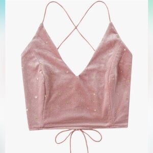 Pink Velvet Galaxy Crop Top